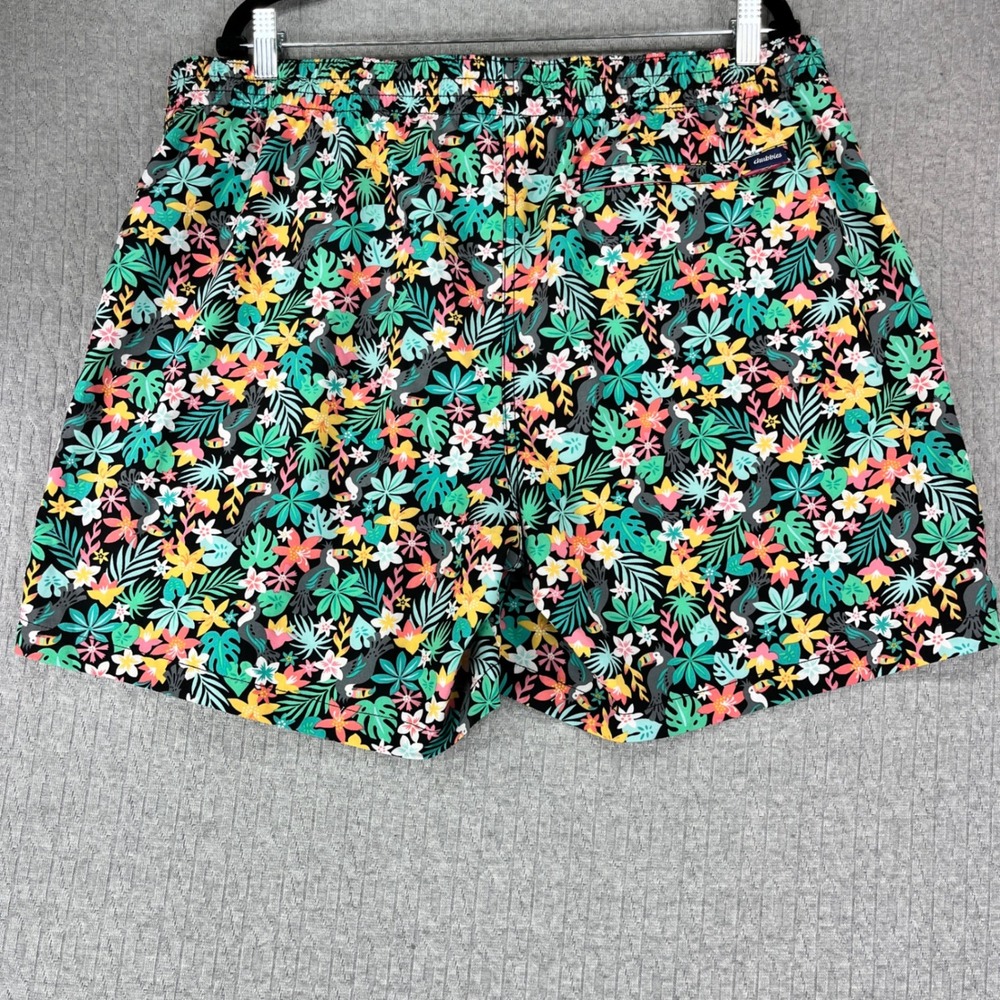 Chubbies Hawaiian Swim Trunks Mens XXL 36 Black Tropical Toucan Floral Shorts - Picture 3 of 10